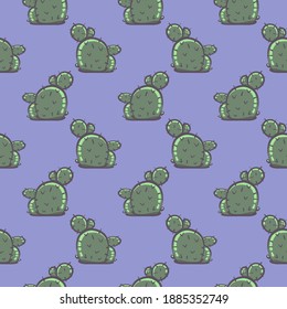Baby cactus , seamless pattern on a dark purple background.