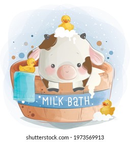Baby Calf Boy in a Milk Bath