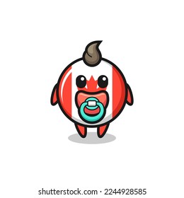 baby canada flag badge cartoon character with pacifier , cute style design for t shirt, sticker, logo element