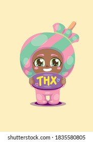 Baby candy is saying thank you. Please treat him some of candy.