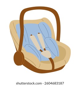 Baby car cradle. Transportation of newborns and babies in the car. Children's accessories. Child safety device. Vector illustration isolated on a transparent background.