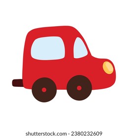 Baby car. Flat cartoon illustration. Design for children. Primitive creativity. 