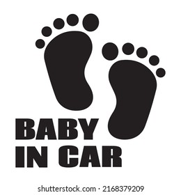 Baby in car. Foot print, decal and sticker printable svg