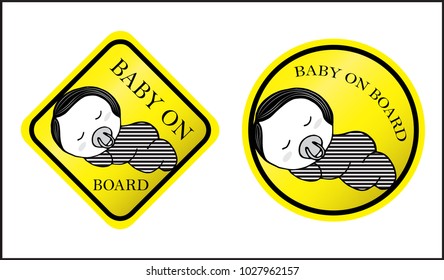 Baby in car / Baby on board. Sticker design.