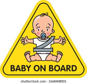 Baby in car seat. Back window sticker or sign