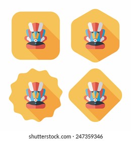 Baby car seat flat icon with long shadow,eps10