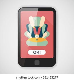Baby car seat flat icon with long shadow,eps10