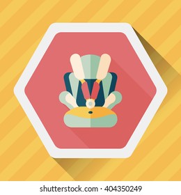 Baby car seat flat icon with long shadow,eps10