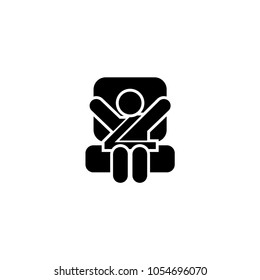 Baby Car Seat. Flat Vector Icon. Simple black symbol on white background