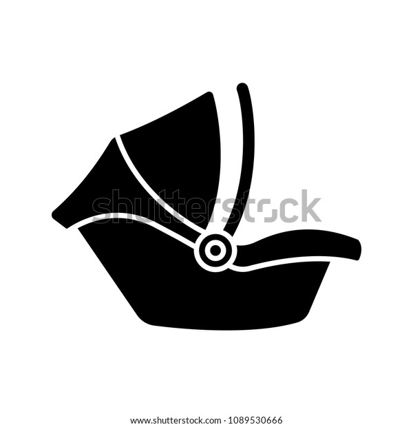 Baby car seat glyph icon. Infant safety\
seat. Child restraint system. Silhouette symbol. Negative space.\
Vector isolated\
illustration