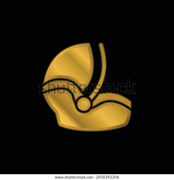 Baby Car\
Seat gold plated metalic icon or logo\
vector