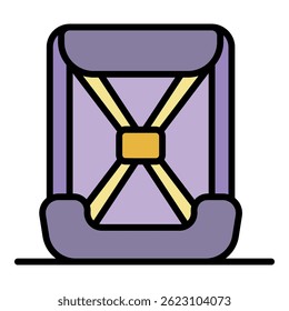 Baby car seat icon. Outline baby car seat vector icon color flat isolated