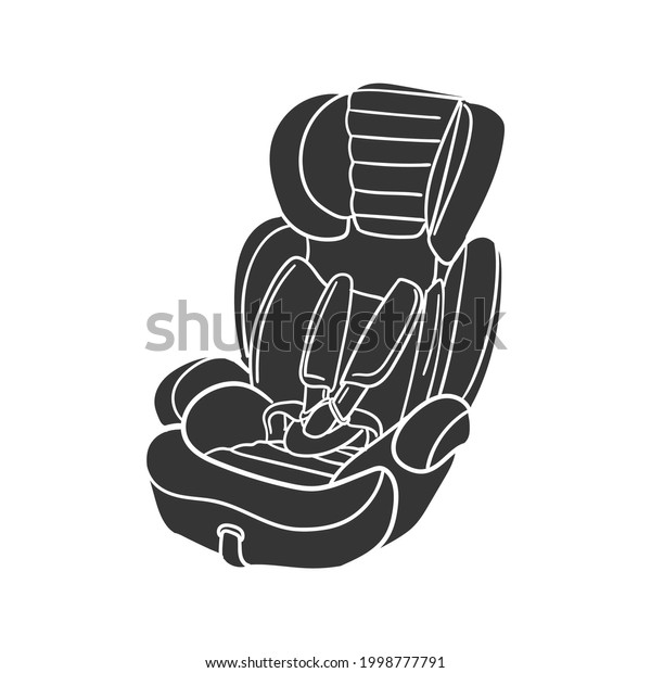Baby Car Seat Icon Silhouette Illustration. Kids\
Trasport Decoration Vector Graphic Pictogram Symbol Clip Art.\
Doodle Sketch Black Sign.
