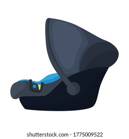 Baby car seat vector cartoon icon. Vector illustration safety chair on white background. Isolated cartoon illustration icon baby car seat.