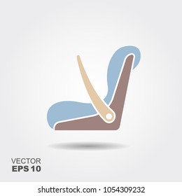 Baby car seat. Vector flat icon with shadow