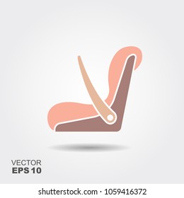 Baby car seat. Vector flat icon with shadow