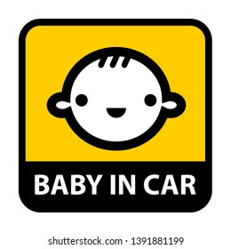 baby in car sign illustration vector