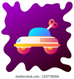 Baby car toy gradient flat icon with fluid background.