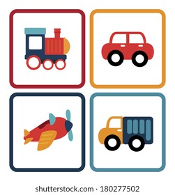 baby car toys over white background vector illustration