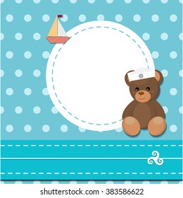 baby card Bear on the marine theme with space for text  eps 10
