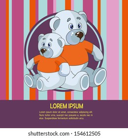 baby card with a bear. vector