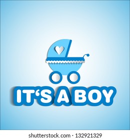Baby card - Its a boy theme - with baby carriage