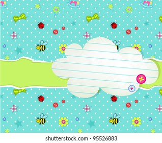 Baby card with cloud tag for invitation