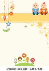 Baby card with copy space.