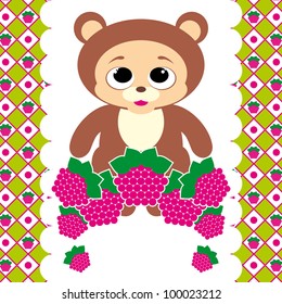baby card with cute bear. vector illustration