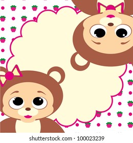baby card with cute bear. vector illustration