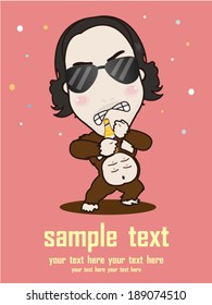 baby card with cute monkey. vector illustration