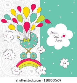 Baby card. Cute vector. The birth of a boy