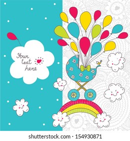 Baby card. Cute vector. The birth of a boy