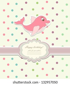 Baby card with dolphin toy vector