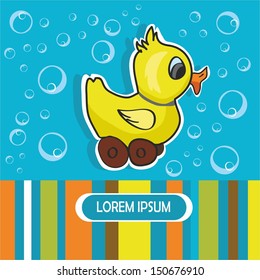 baby card with duck and bubbles