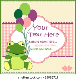 baby card with a frog