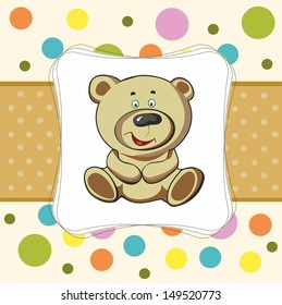 baby card with funny teddy bear