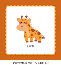 baby card with giraffe flat vector illustration