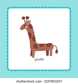 baby card with giraffe flat vector illustration