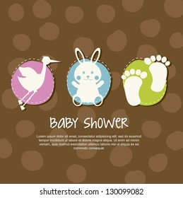 baby card over brown background. vector illustration