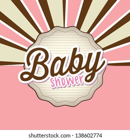 Baby card over brown and pink background