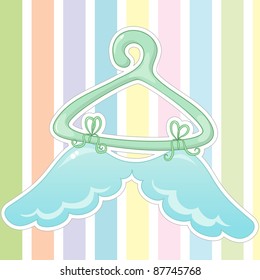 baby card pattern with wings on hanger