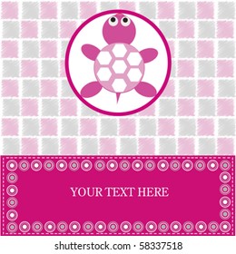 Baby card with pink turtle
