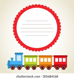 baby card red with train
