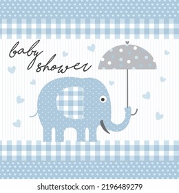 Baby card shower design with cute elephant and umbrella