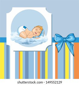 baby card with a sleeping baby
