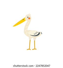 baby card with  stork flat vector illustration