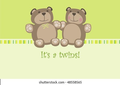 baby card with teddy bear. baby arrival announcement