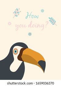 Baby cards for Baby shower. toucan. Postcard or party templates in blue and pink with charming animals.