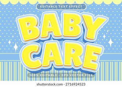Baby care 3d text effect and editable text effect